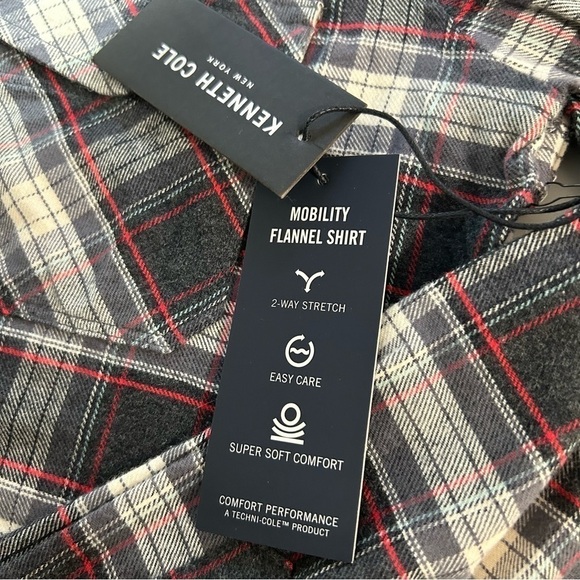 NWT Kenneth Cole Plaid Flannel Mens Small - Picture 10 of 11